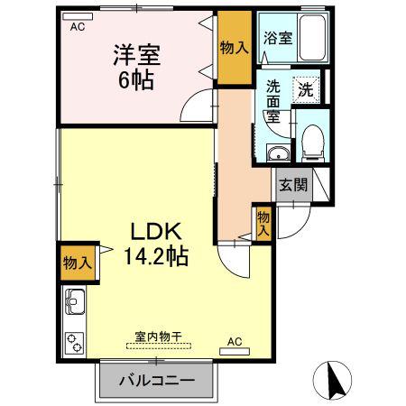 ベルジュネスJ A(1LDK/2階)の間取り写真