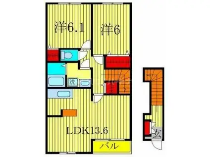 シャインヒルズV(2LDK/2階)の間取り写真