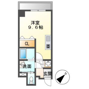 クリスタルテラス本山(ワンルーム/2階)の間取り写真