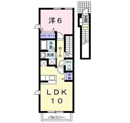 メゾングラースM(1LDK/2階)の間取り写真