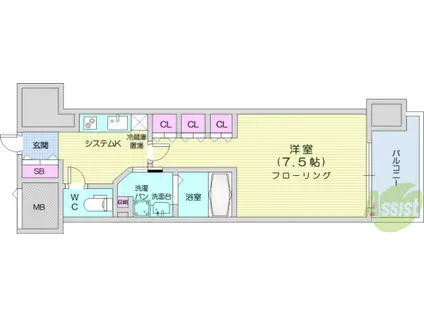 レジディア榴岡 イースト棟(1K/6階)の間取り写真