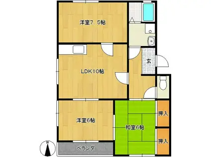 サンヒル上り戸(3LDK/2階)の間取り写真