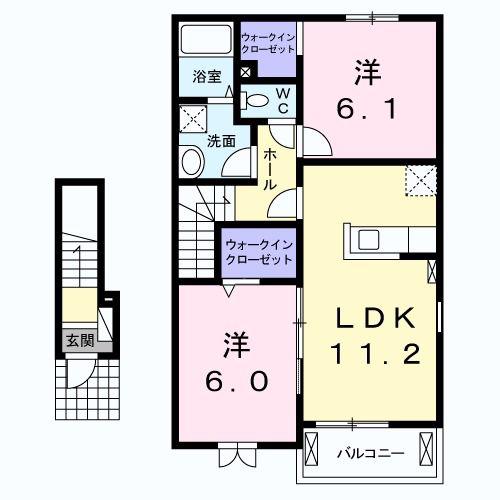 サニープラシードV(2LDK/2階)の間取り写真