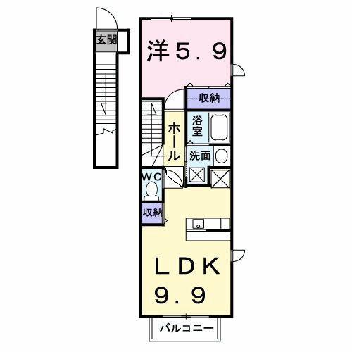 ベルセレーノ A(1LDK/2階)の間取り写真
