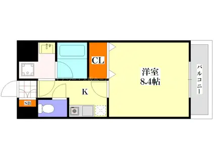 メルディアキューブやえのさと(1K/5階)の間取り写真