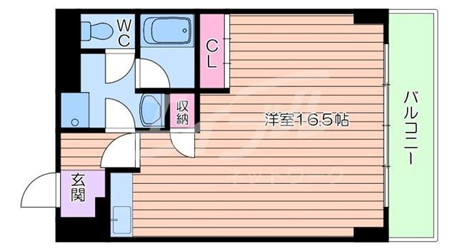 ジオナ天神橋(ワンルーム/4階)の間取り写真