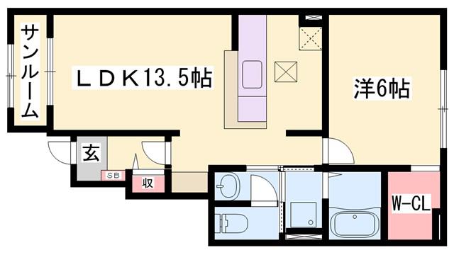 ミルキーウェイA(1LDK/1階)の間取り写真