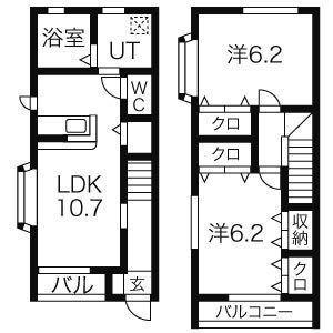 エム・エス(2LDK/1階)の間取り写真