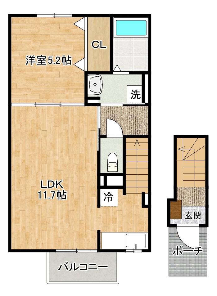ルシオール(1LDK/2階)の間取り写真