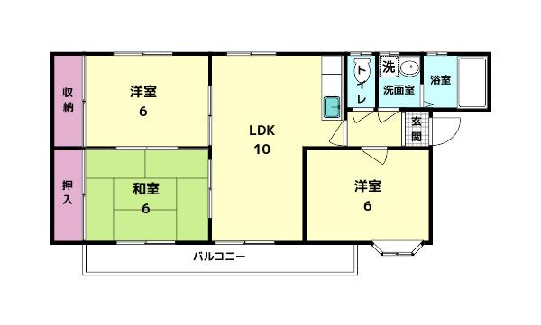 杉本マンション(3LDK/2階)の間取り写真