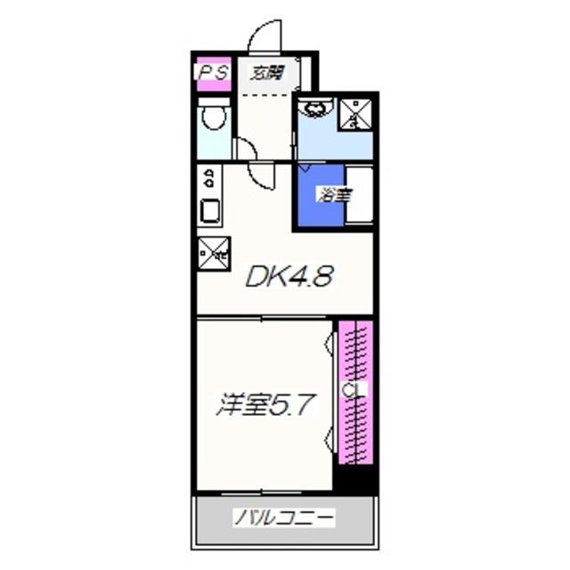 宿院西TKハイツ2号館(1DK/7階)の間取り写真