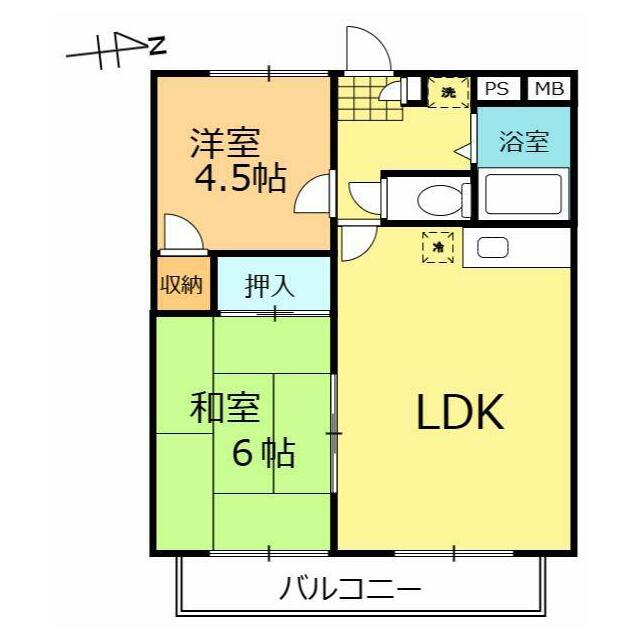 エトアール浜田(2LDK/3階)の間取り写真