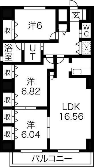 TRIBUTE(3LDK/7階)の間取り写真