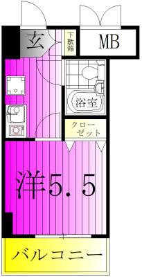 コンフォール小泉(1K/6階)の間取り写真