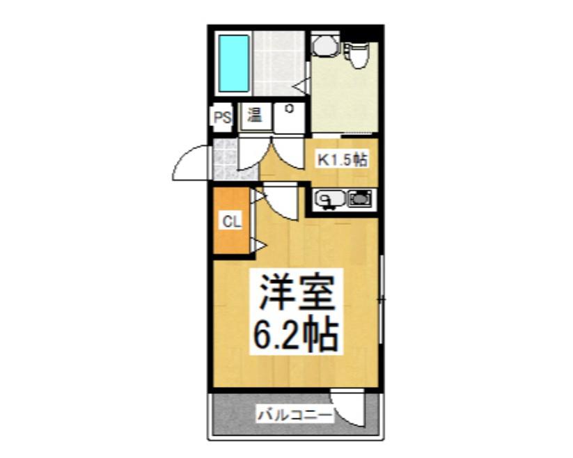 ドミール新座(1K/4階)の間取り写真