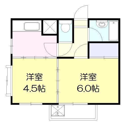 コーポ亜夢(2K/2階)の間取り写真