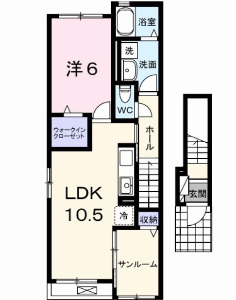 ラ・エスペランサ(1LDK/2階)の間取り写真