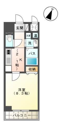 ローデア(1K/5階)の間取り写真