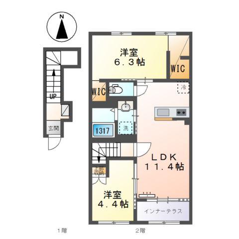 サン フルール(2LDK/2階)の間取り写真