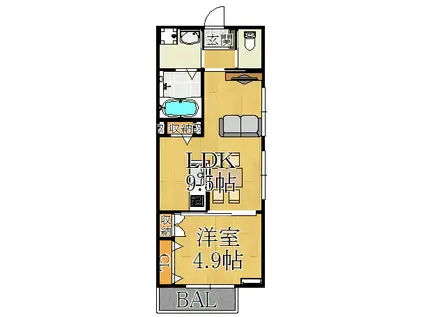 MAISON LE SOLEIL(1LDK/1階)の間取り写真