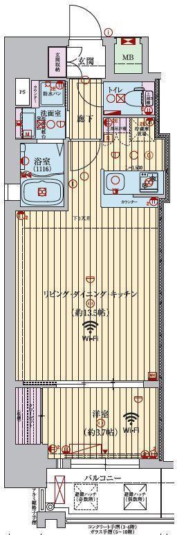 ファーストフィオーレ本町イーストII(1LDK/10階)の間取り写真