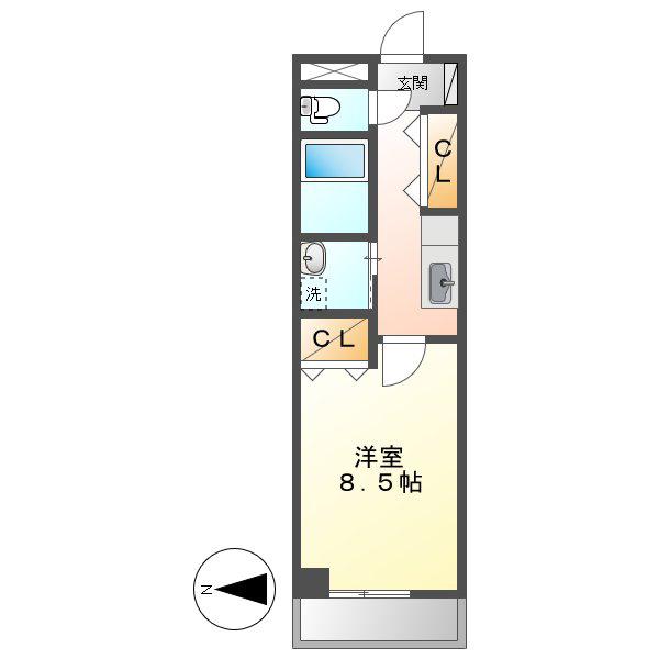 T-SAISON倉敷(1K/4階)の間取り写真