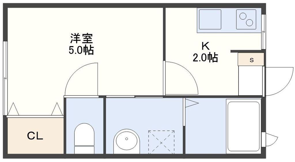 BLESSA(1K/1階)の間取り写真