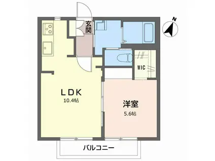 パークハイツさつき(1LDK/2階)の間取り写真
