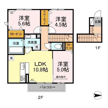 サンヴィータ花園(3LDK/2階)の間取り写真