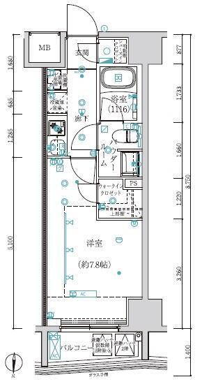 アルテシモ コルソ(1K/4階)の間取り写真