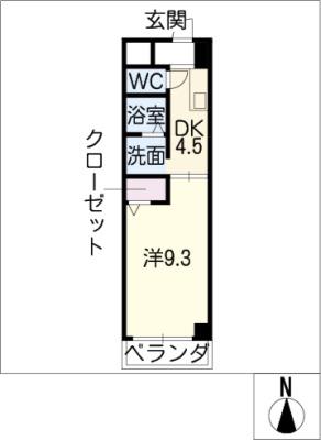 オアゾ名西(1DK/1階)の間取り写真