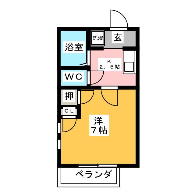 VILLAGEK2(1K/2階)の間取り写真