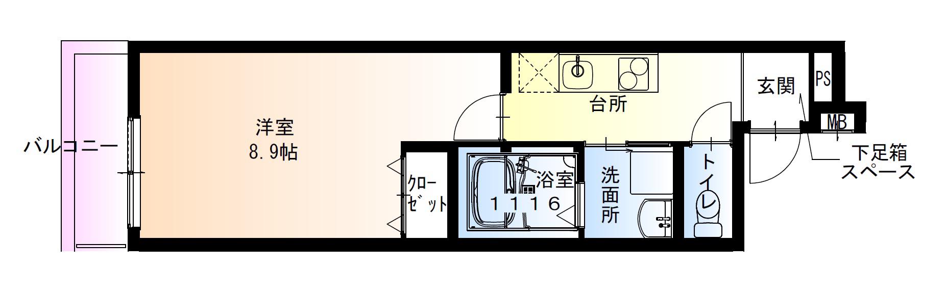 フジパレス湊駅南(1K/3階)の間取り写真
