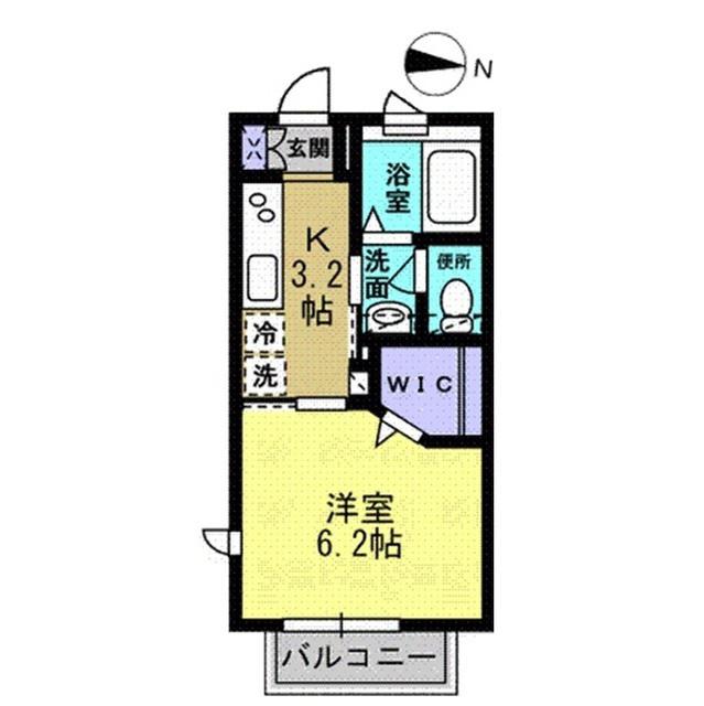 クリード江川III(1K/2階)の間取り写真
