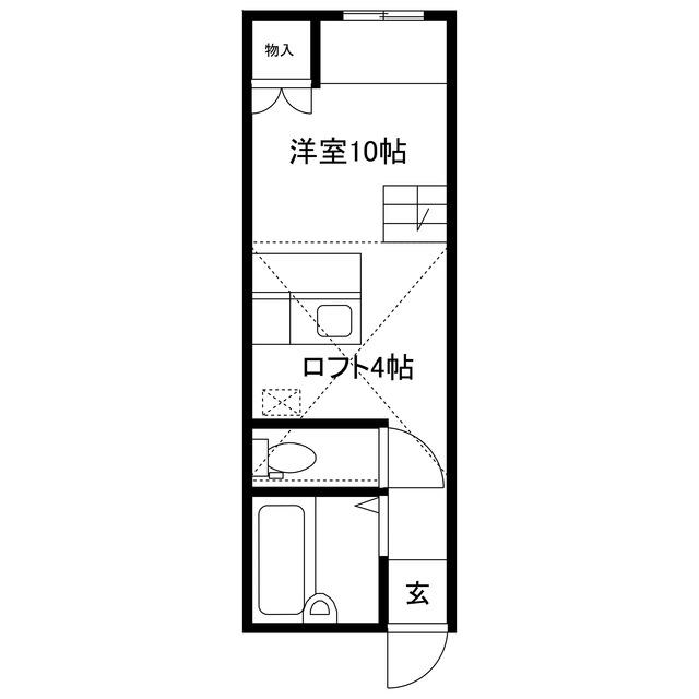 タウンハイツ(ワンルーム/1階)の間取り写真