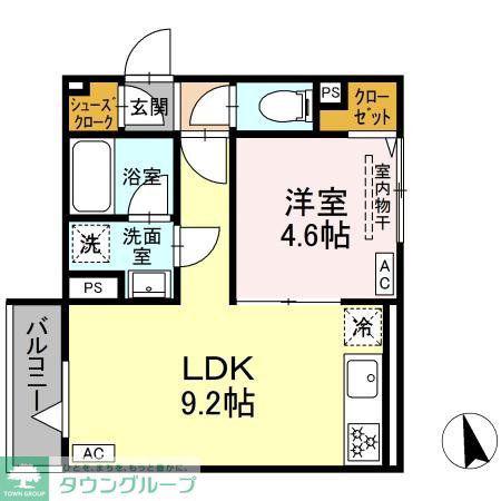 セレスティア羽沢A棟(1LDK/3階)の間取り写真