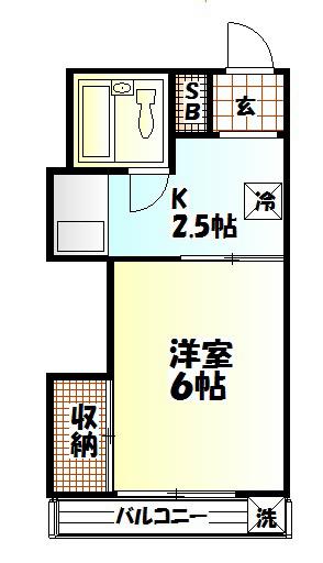 ホワイトハウス伊勢原(1K/1階)の間取り写真