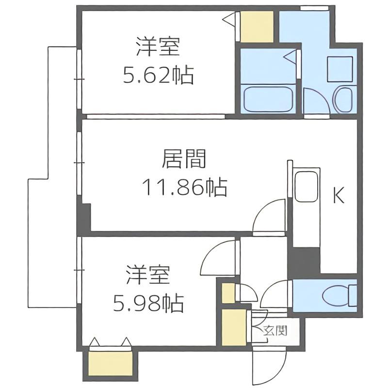 プレステージ福住西(2LDK/4階)の間取り写真