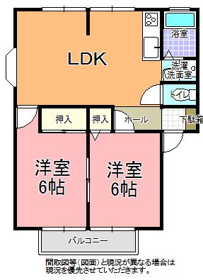 グッド・ビレッジ A棟(2LDK/1階)の間取り写真