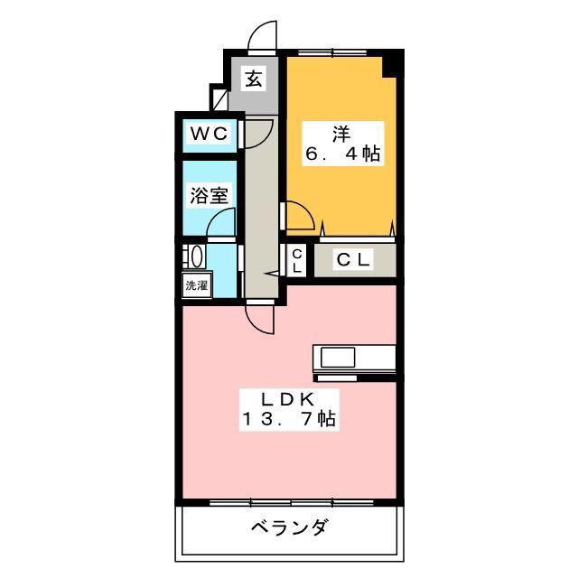 BLUE SKY(1LDK/4階)の間取り写真