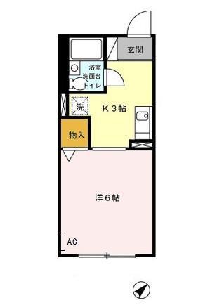 メゾンリヴィエールA(1K/2階)の間取り写真