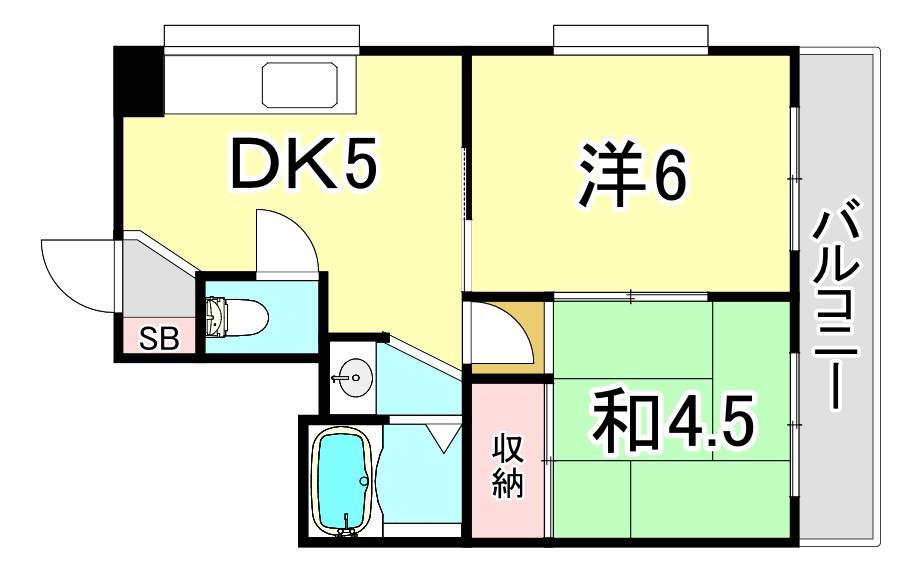 メイプル平本(2DK/2階)の間取り写真