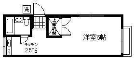 山中ハイツ(ワンルーム/1階)の間取り写真