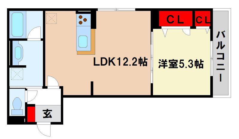 NEW LIFE大保(1LDK/2階)の間取り写真