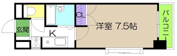 セブンシーズ永国寺(1K/7階)の間取り写真
