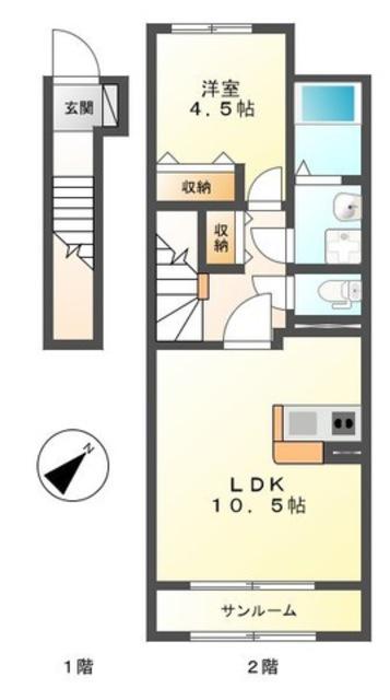 レガーロ(1LDK/2階)の間取り写真