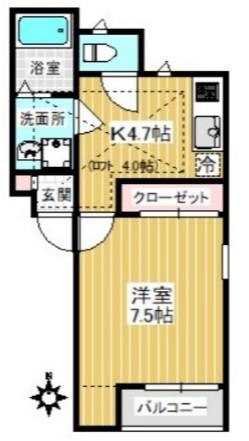 グランシャリオ(1K/2階)の間取り写真