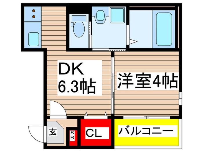 ハーモニーテラスささしま(1DK/2階)の間取り写真