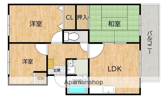 フォブール安田II(3LDK/1階)の間取り写真