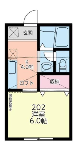 フローラハイビスカス(1K/2階)の間取り写真
